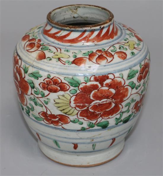 A 17th century Chinese wucai shouldered vase